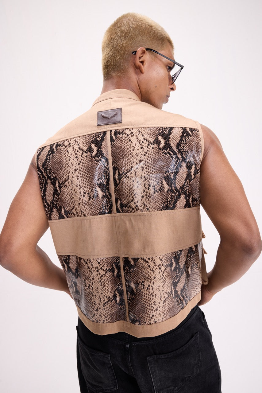 WILD CARD - VEGAN LEATHER PYTHON UTILITY GILET