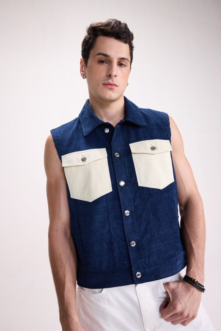 TWO FACED – BLOCKED CORDUROY GILET