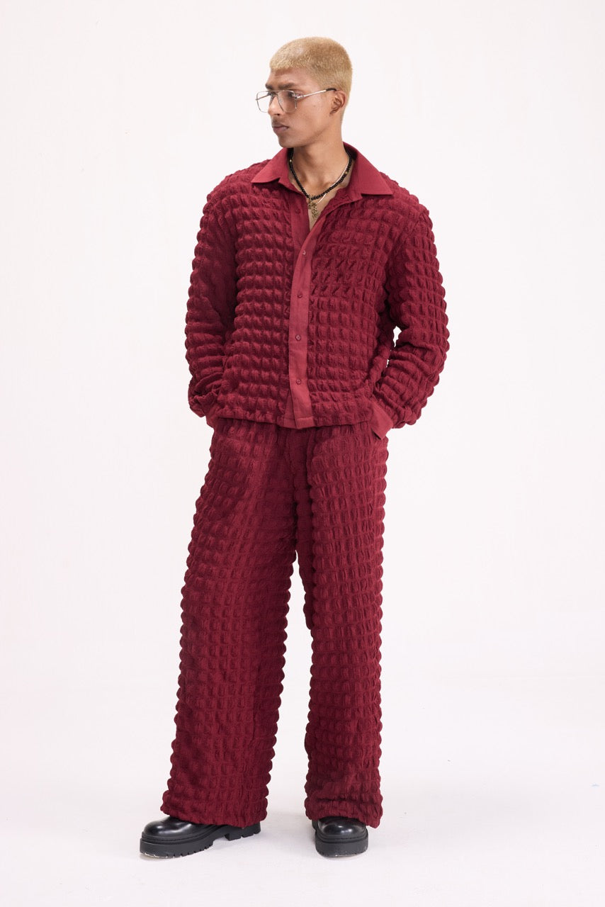 PURE CHAOS – Maroon Stretch Waffle Co-ord