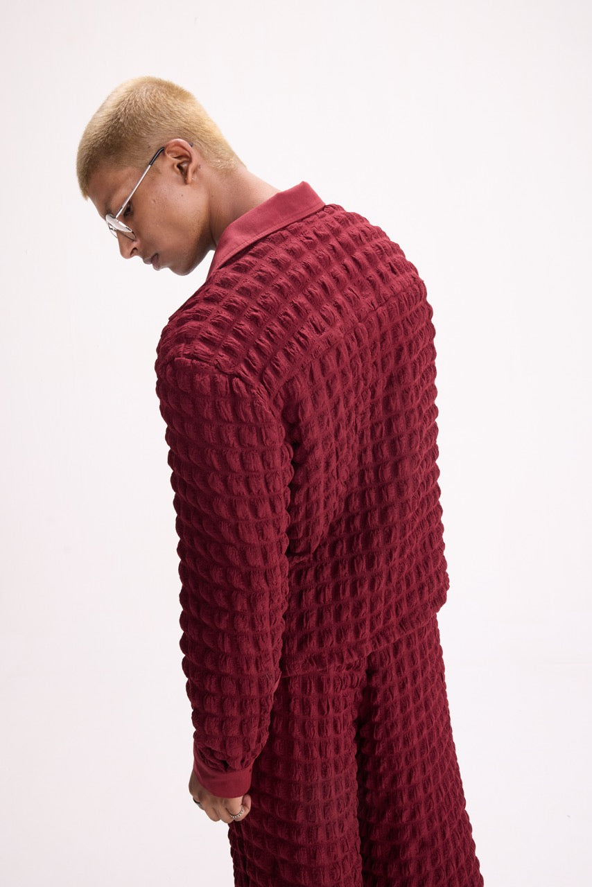 PURE CHAOS – Maroon Stretch Waffle Shirt