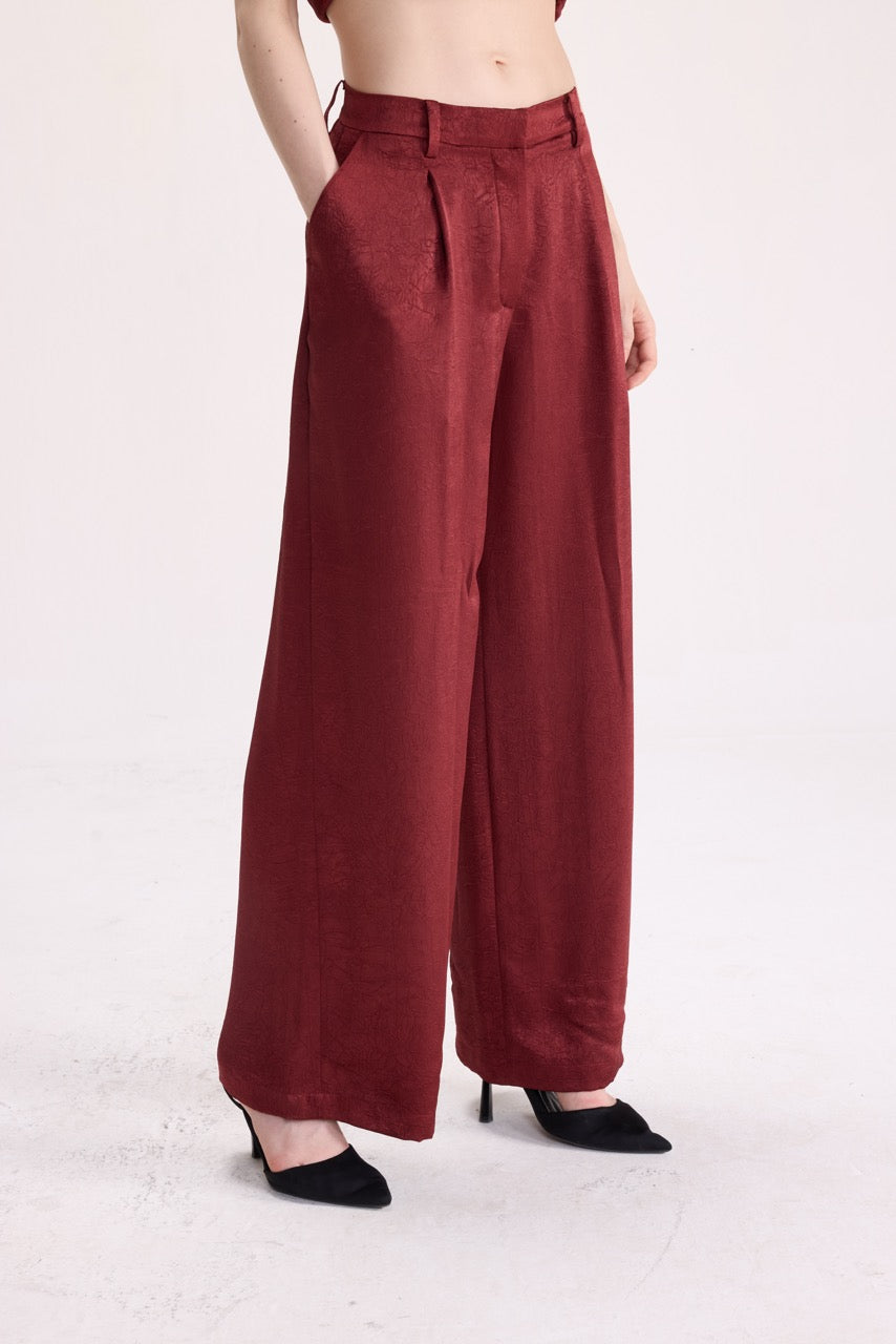CRUSH - WINE SATIN PANTS