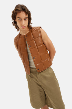 Vito - Quilted Leather Vest - Whisky