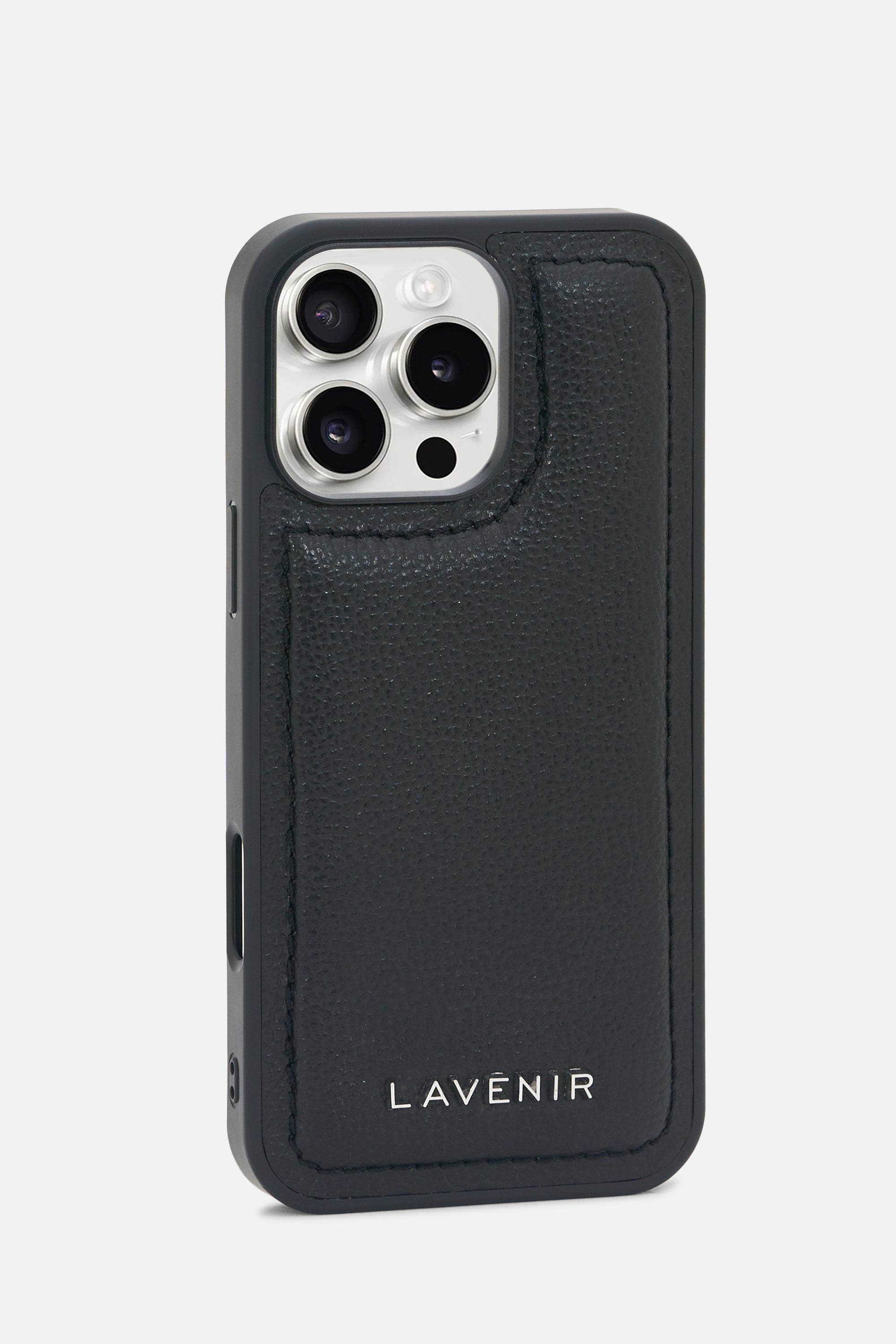 Pebbled Leather Case – Obsidian Noir - with Stitch Detail