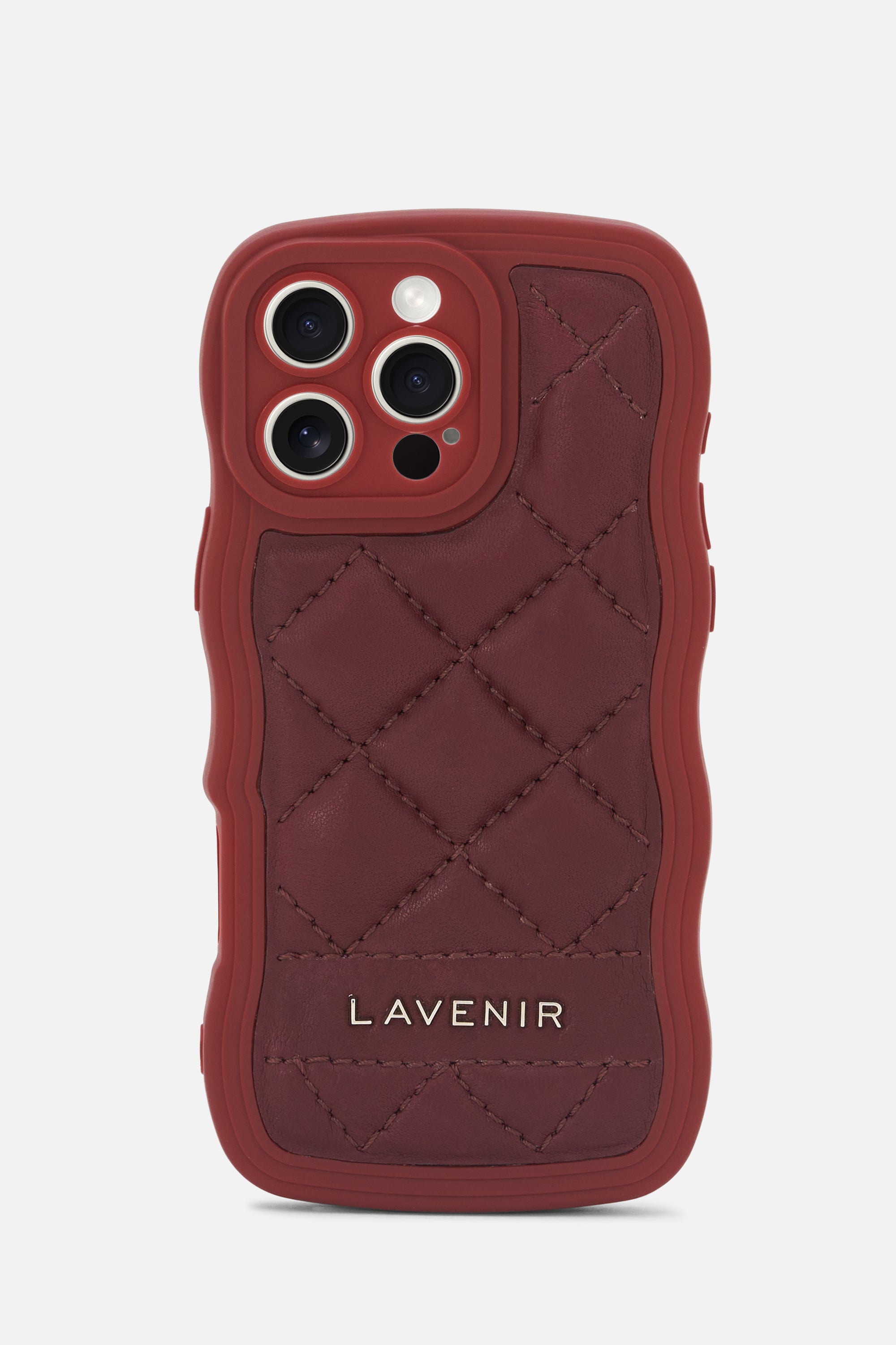 iPhone Curvy Diamond Quilted Case- Burgundy