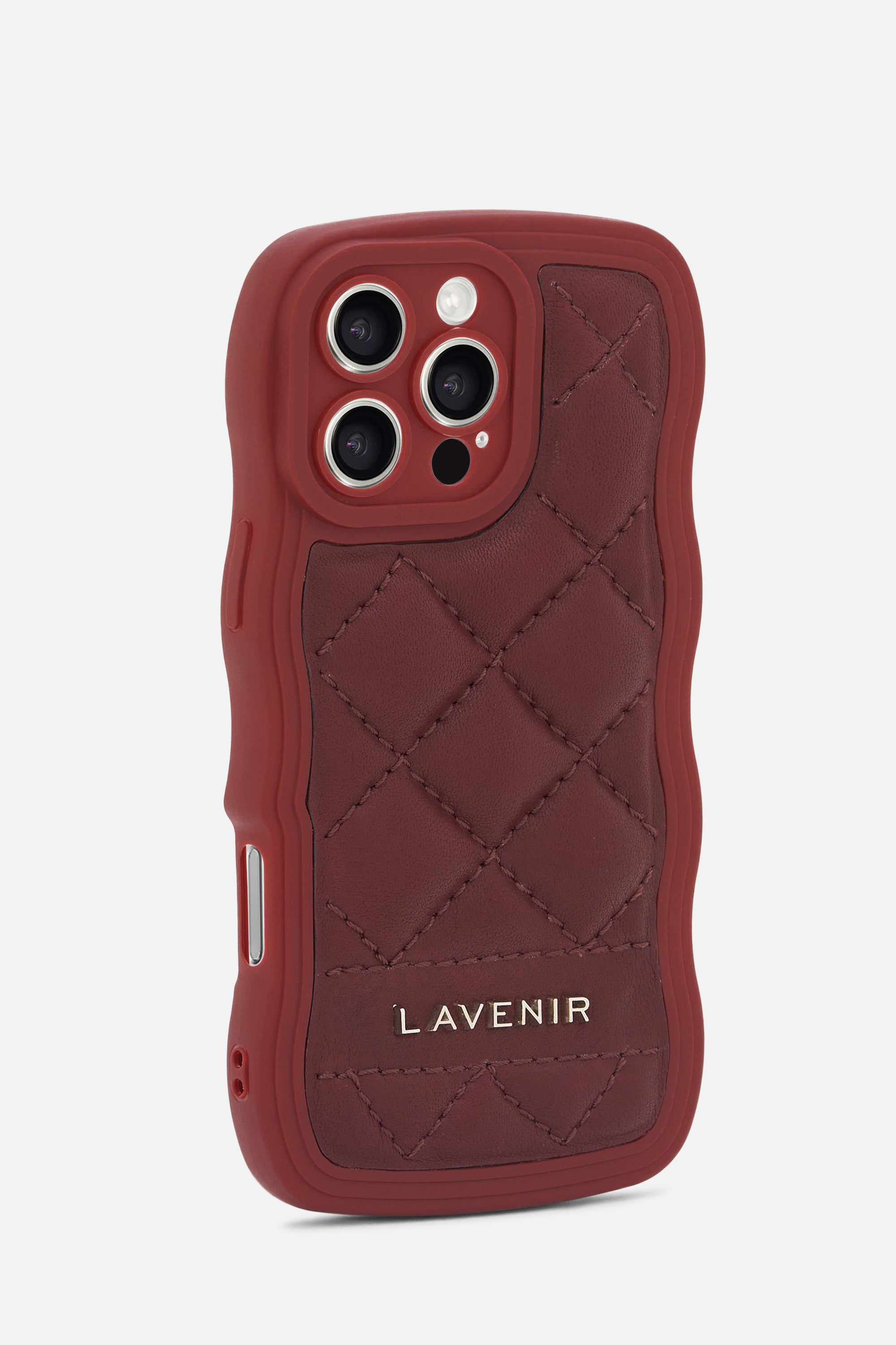 iPhone Curvy Diamond Quilted Case- Burgundy
