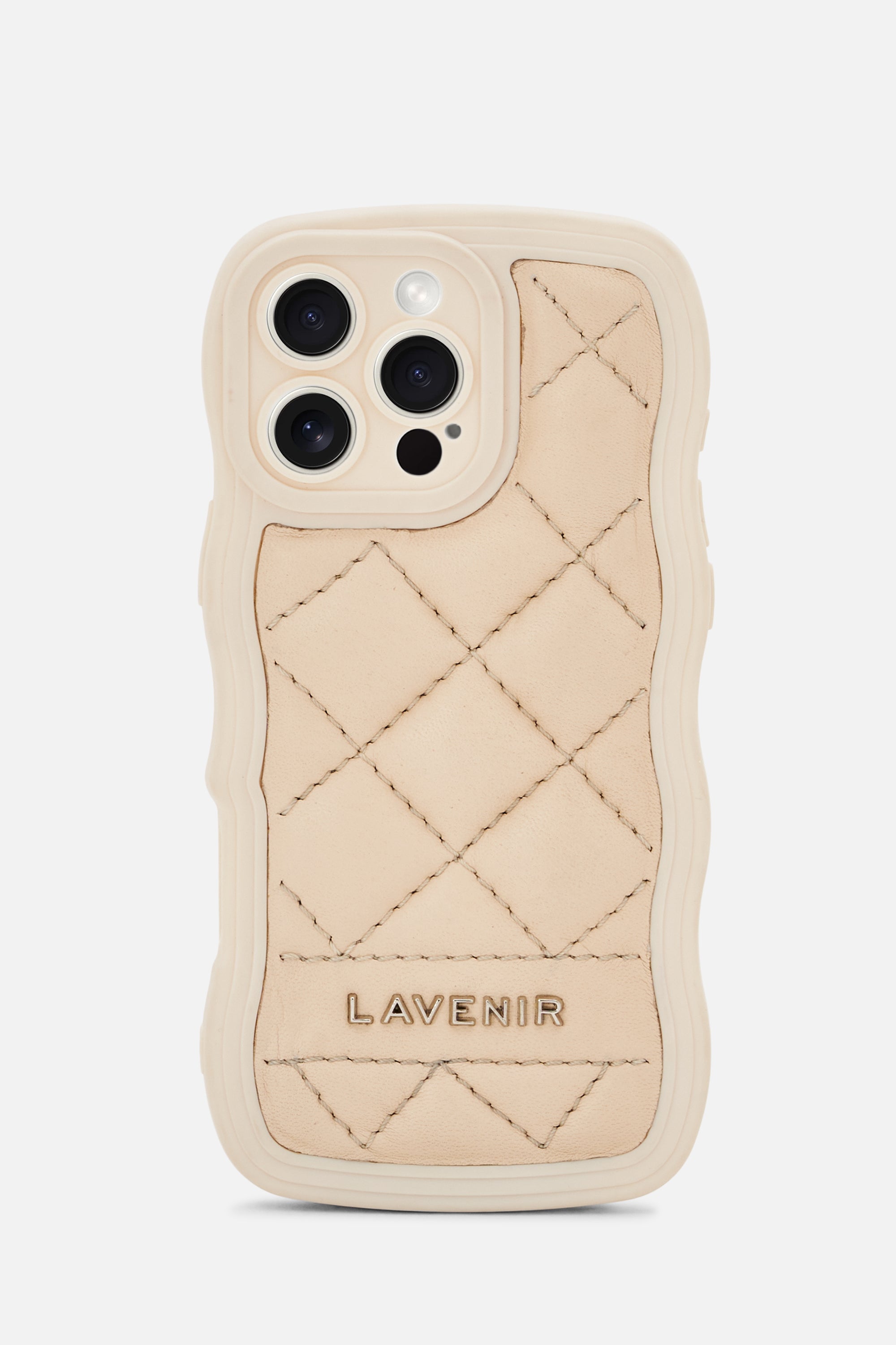 iPhone Curvy Diamond Quilted Case- Beige