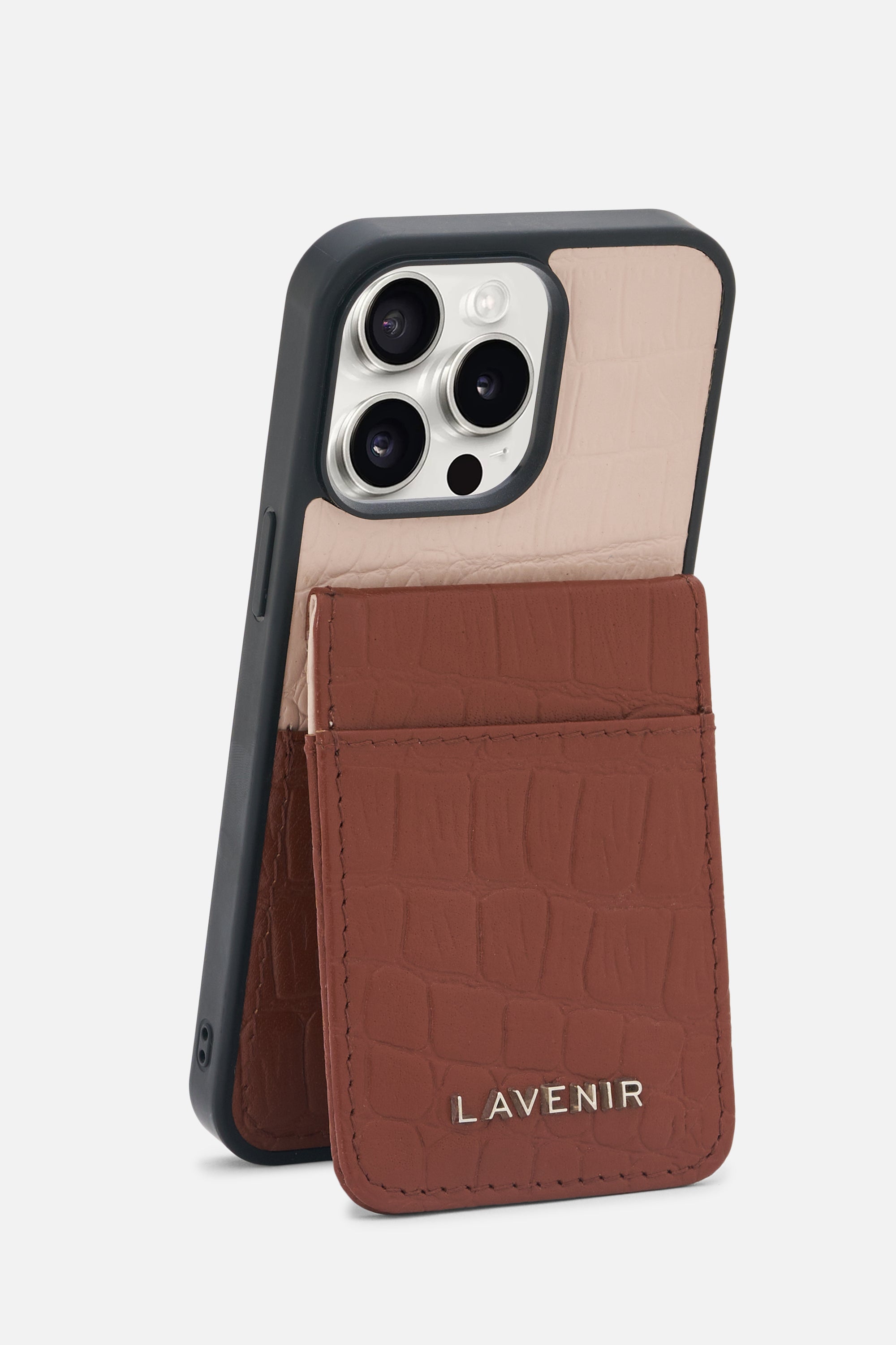 iPhone Wallet Case - Croco Colorblock- Warm & Brown