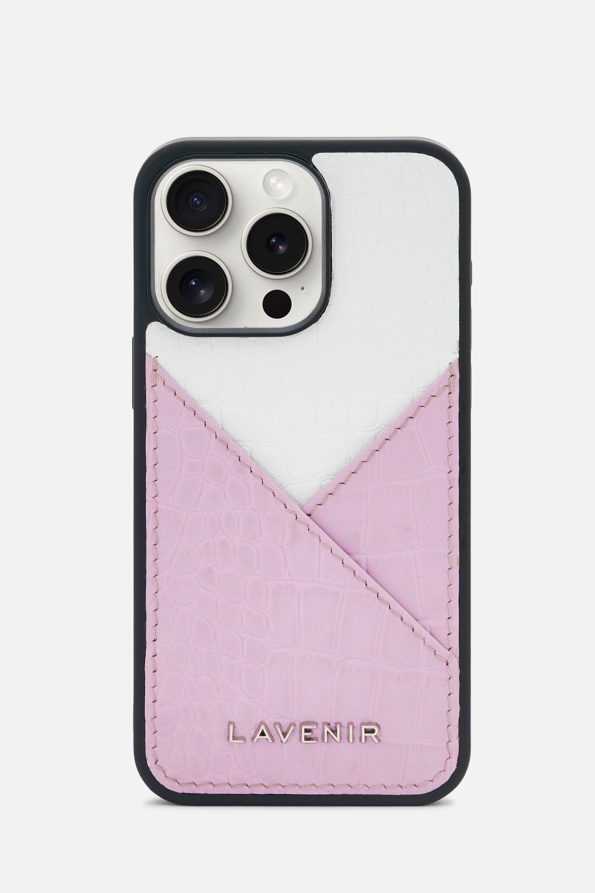 iPhone Case - Colorblock Croco Strap- Lavender & White