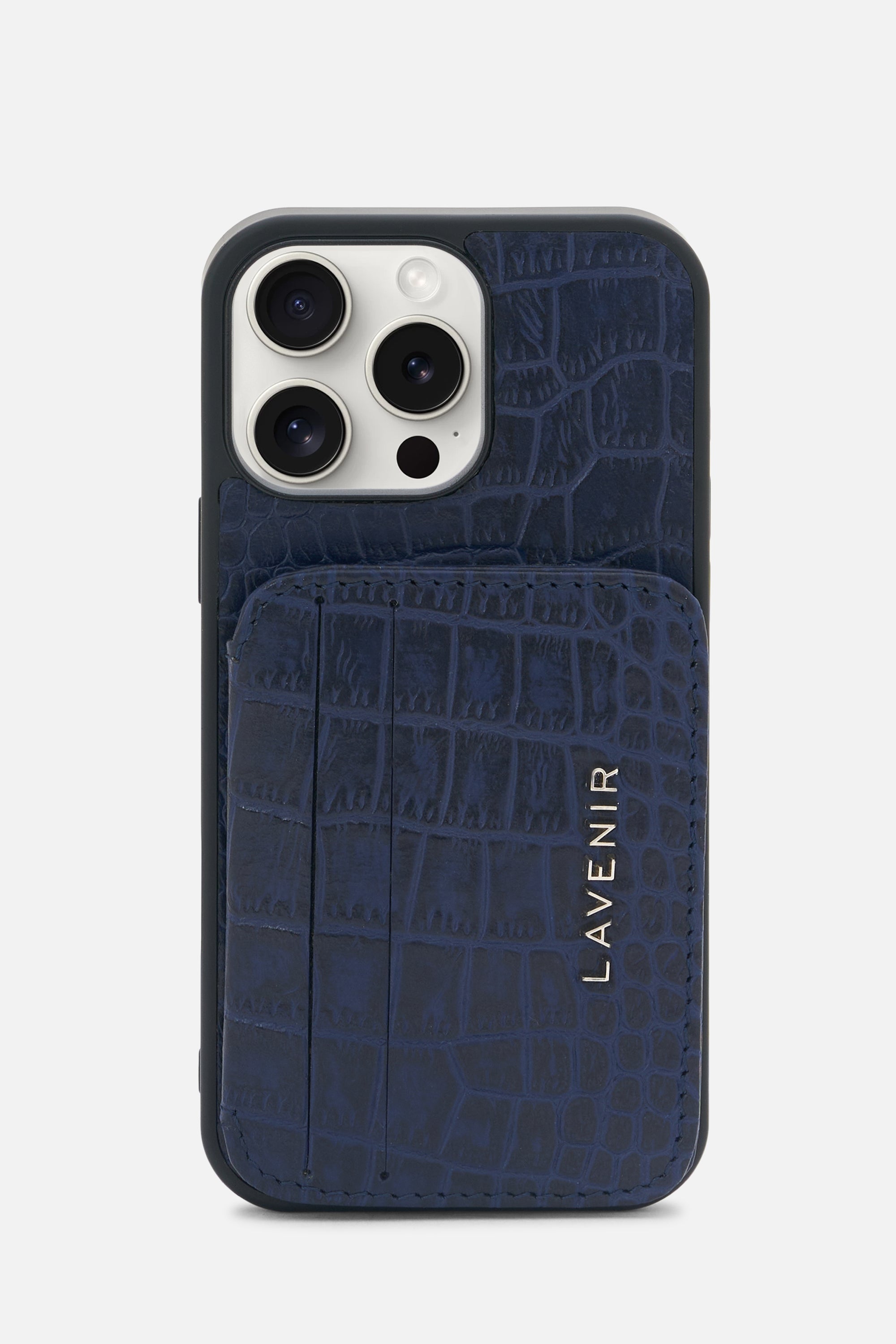 iPhone Croco Card Wallet Case - Midnight Blue