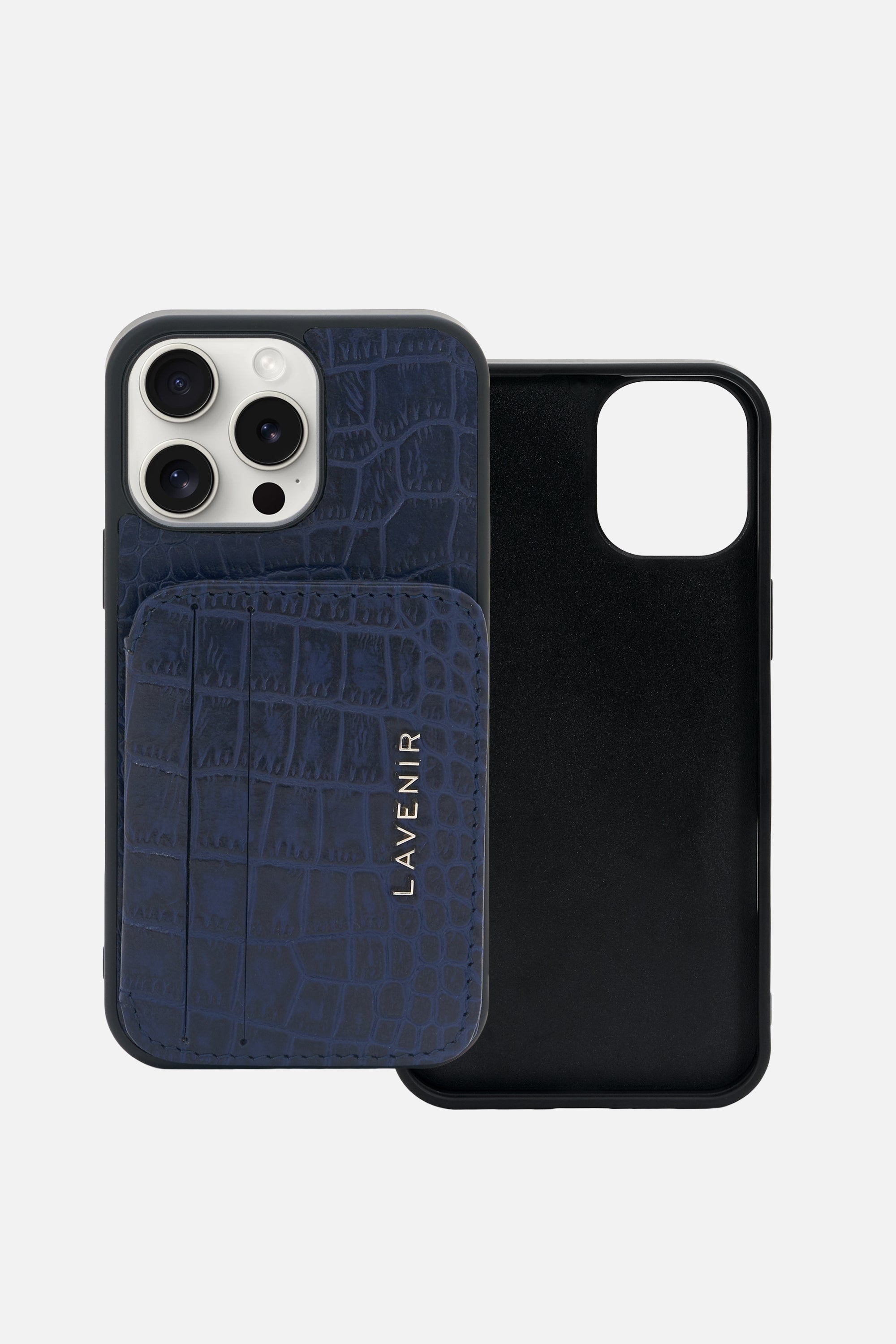 iPhone Croco Card Wallet Case - Midnight Blue