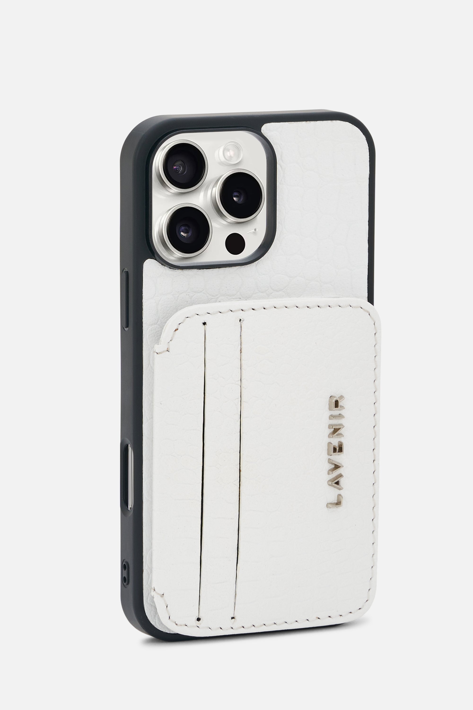 iPhone Croco Card Wallet Case - White