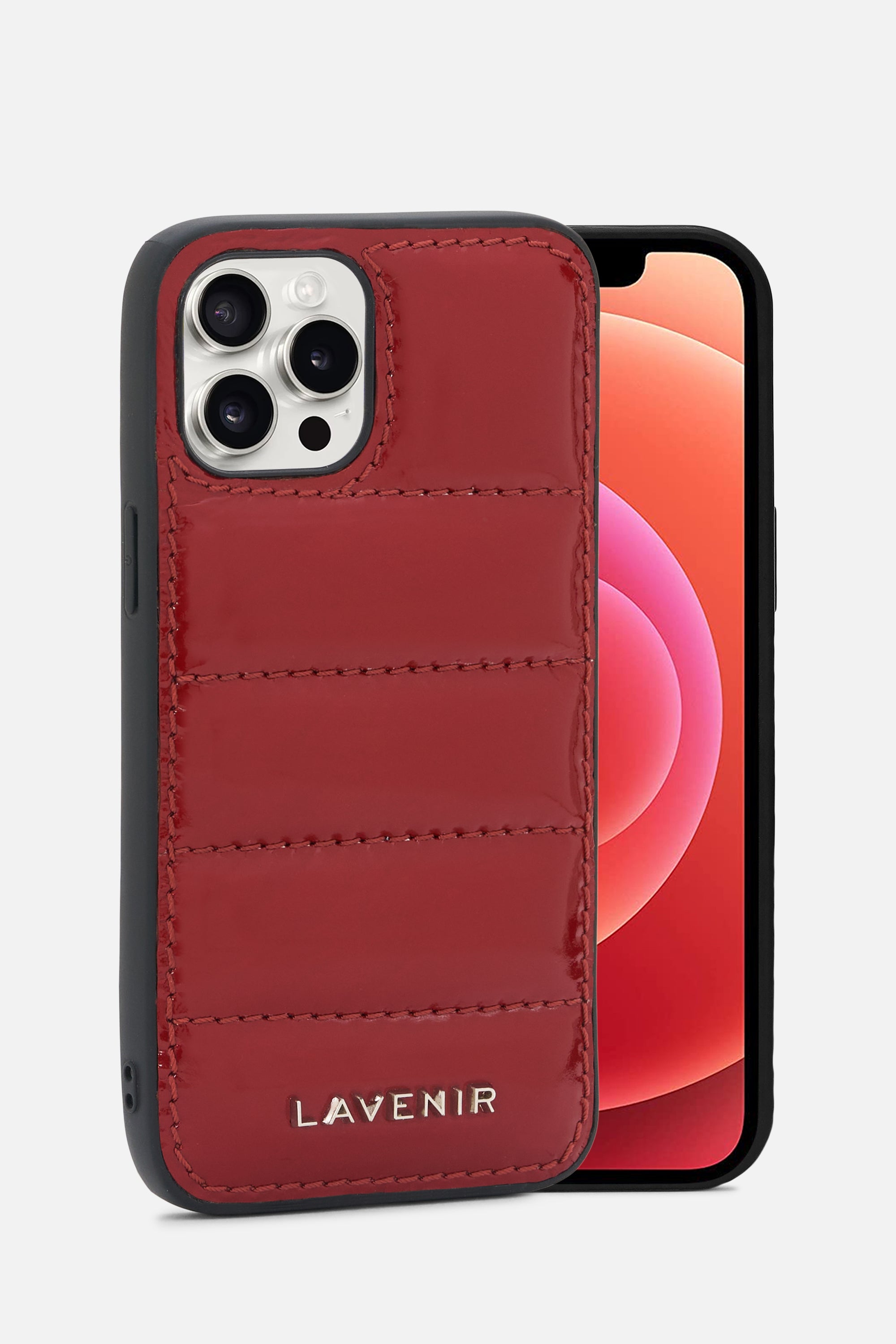 iPhone Puffer Case - Quilted - Sangria Red Patent
