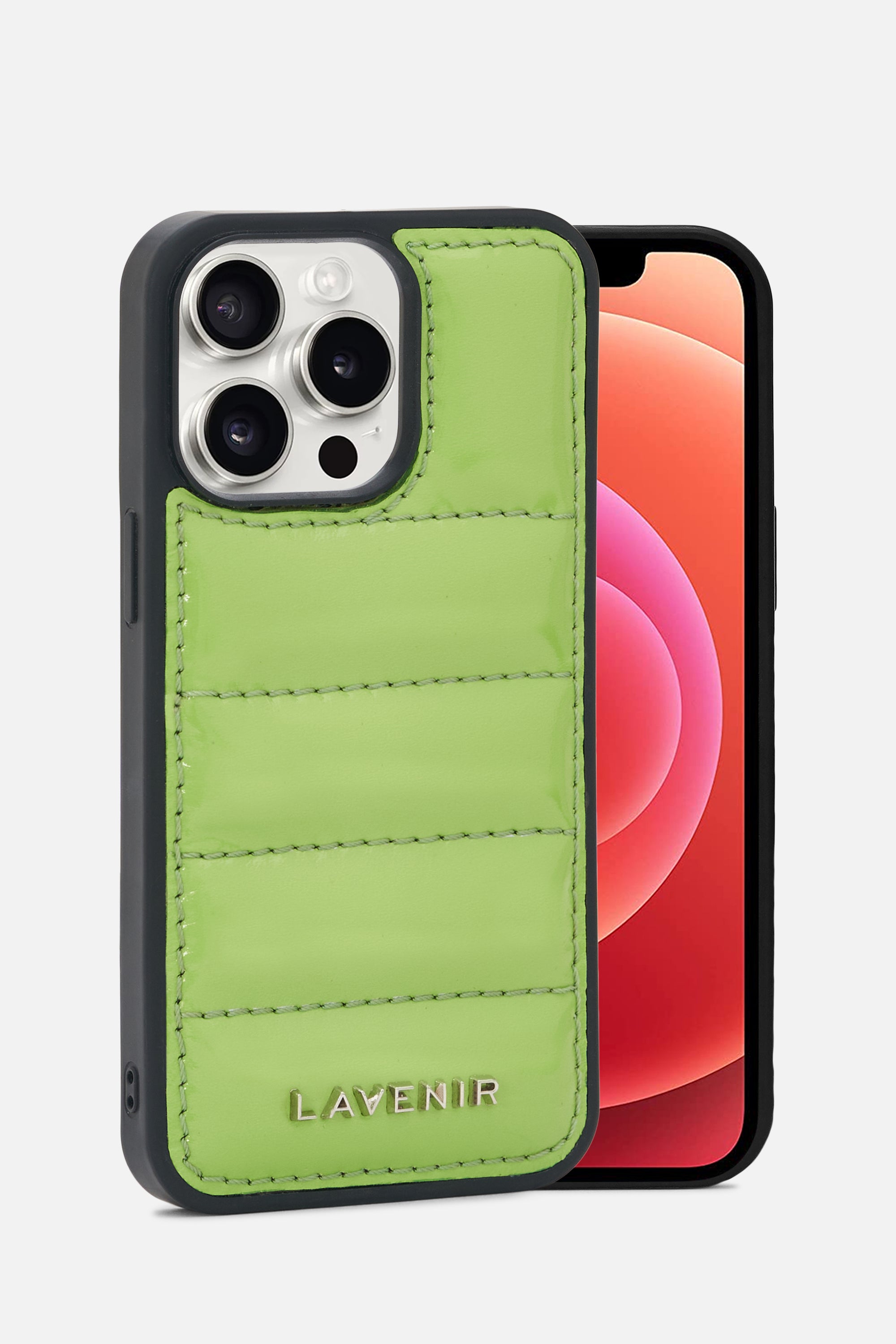 iPhone Puffer Case - Quilted - Patent Parrot Green