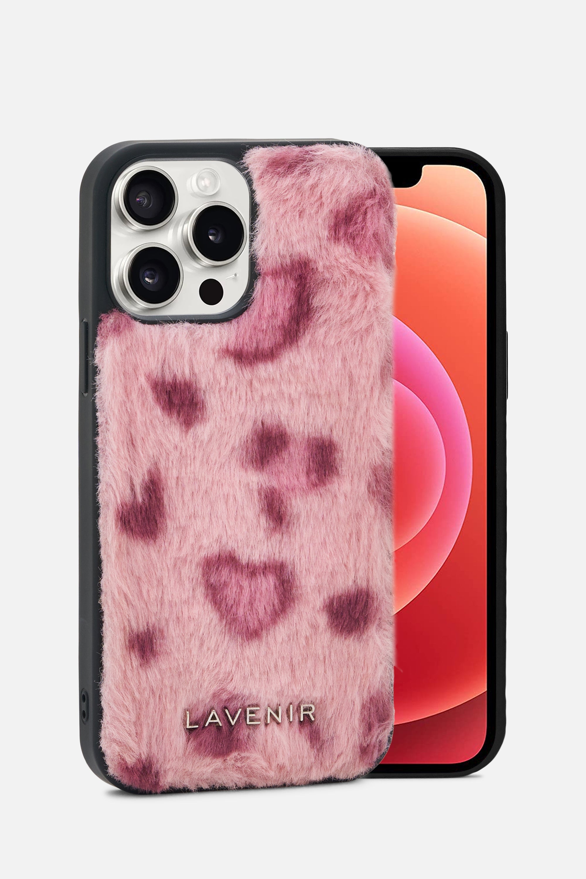 iPhone Printed Fur Case - Soft Red