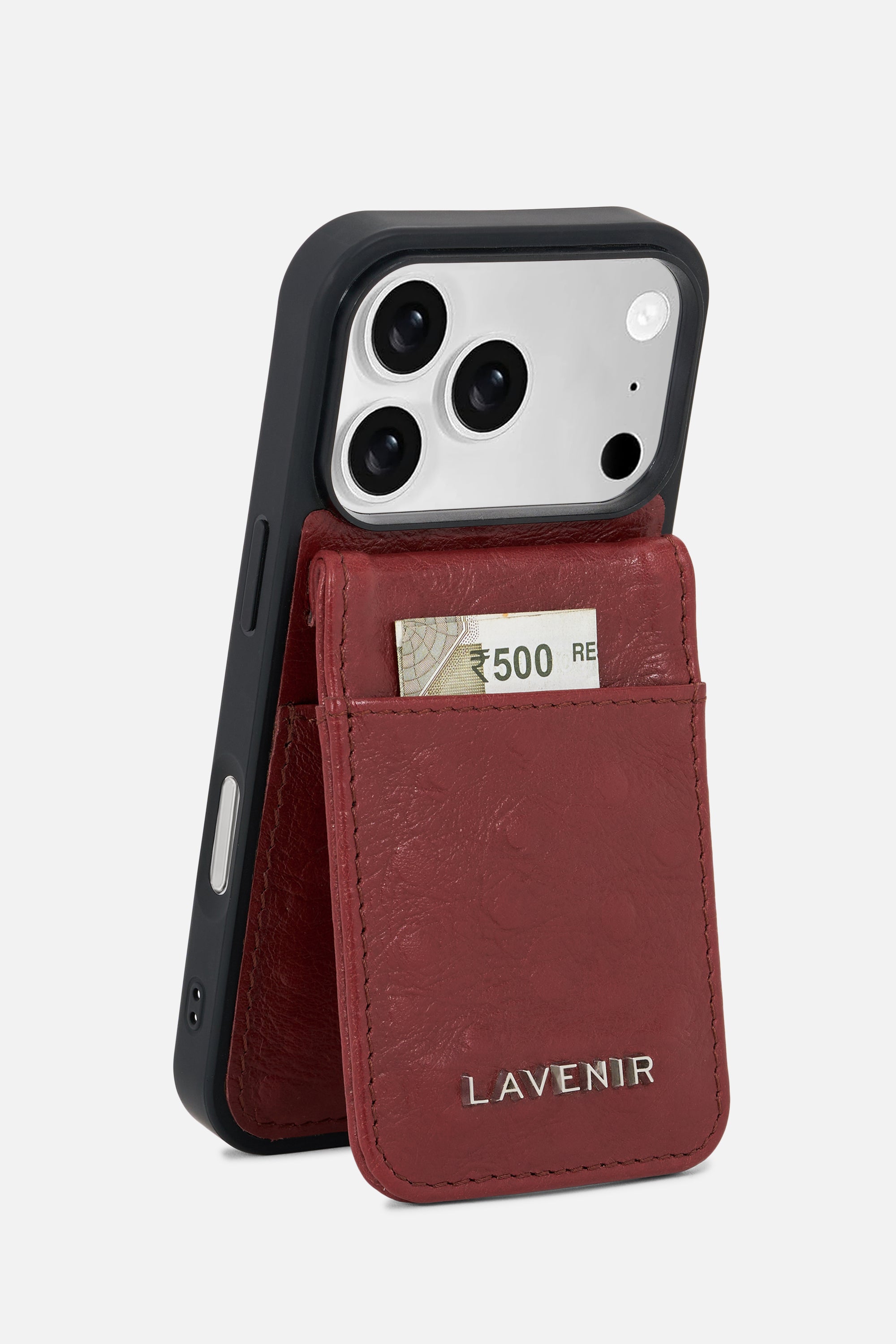 iPhone Wallet Case – Oxblood Ostrich