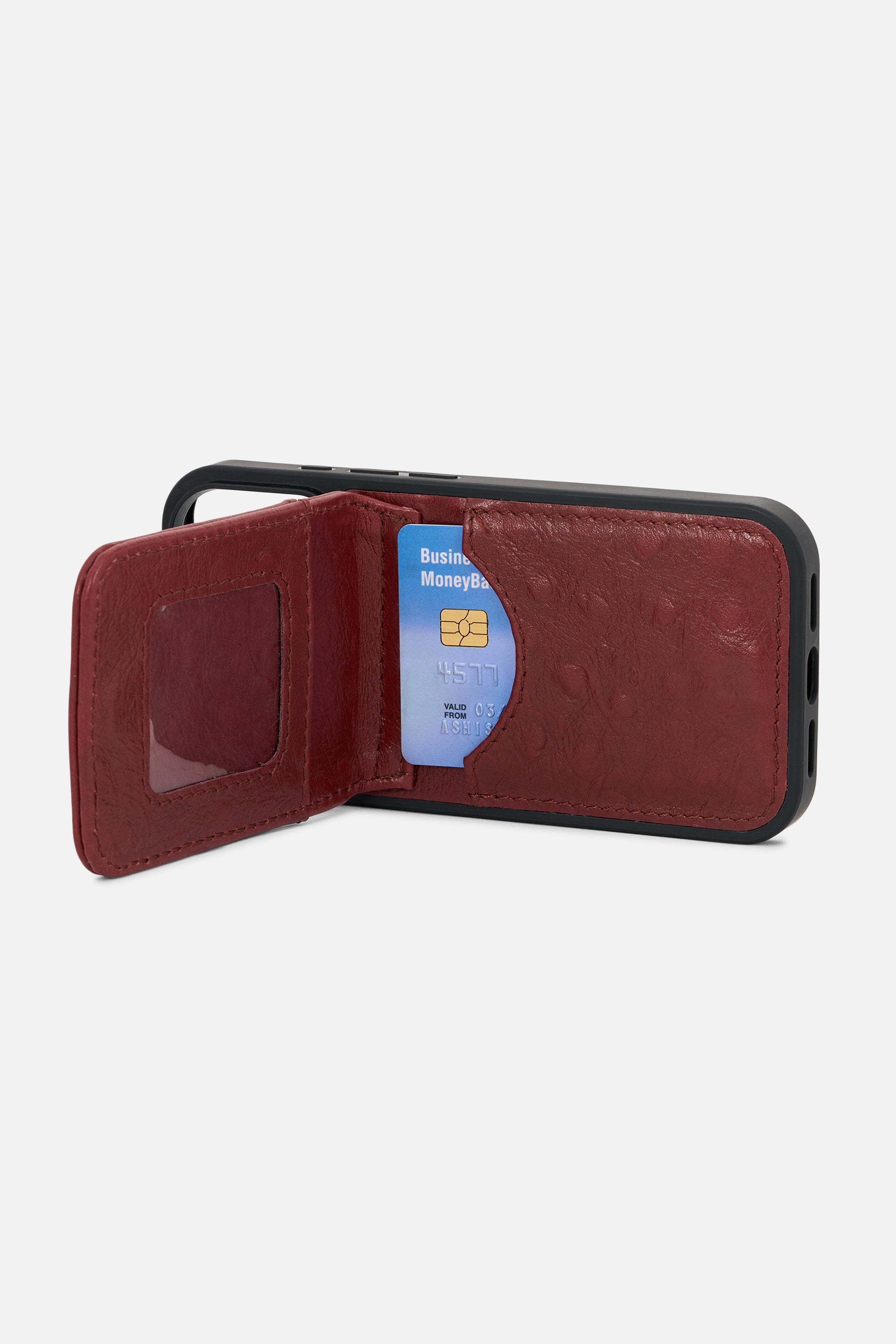 iPhone Wallet Case – Oxblood Ostrich