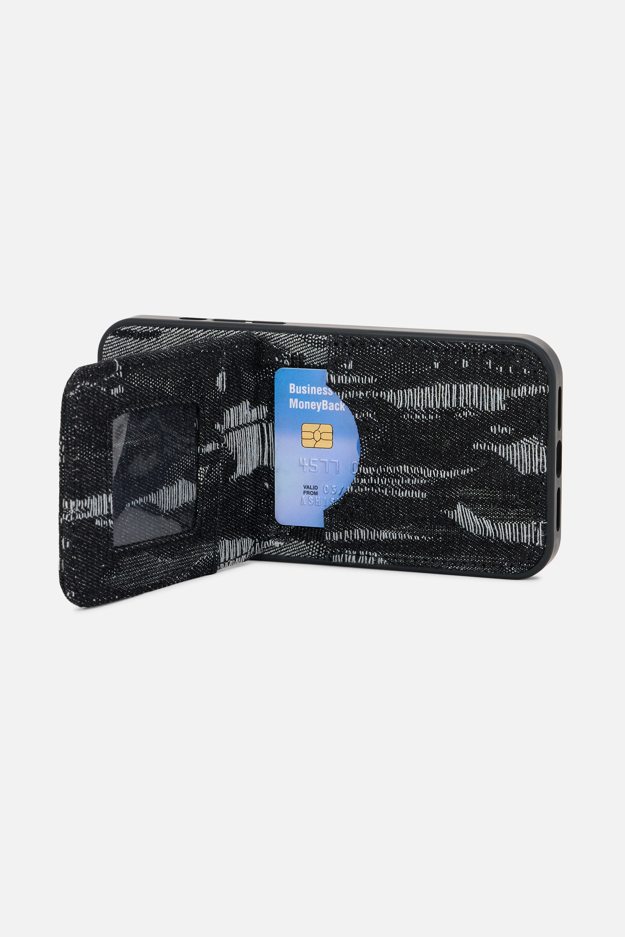 iPhone Denim Wallet Case - Absract Noir