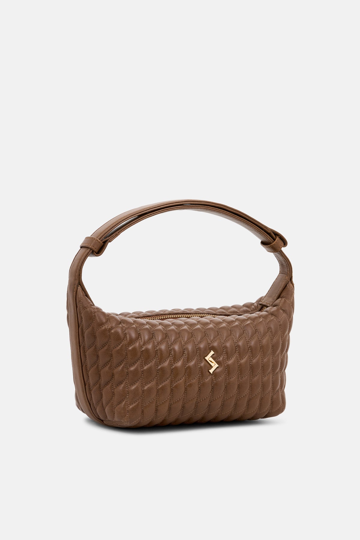 MIRA - Quilted Shoulder Bag - Brown