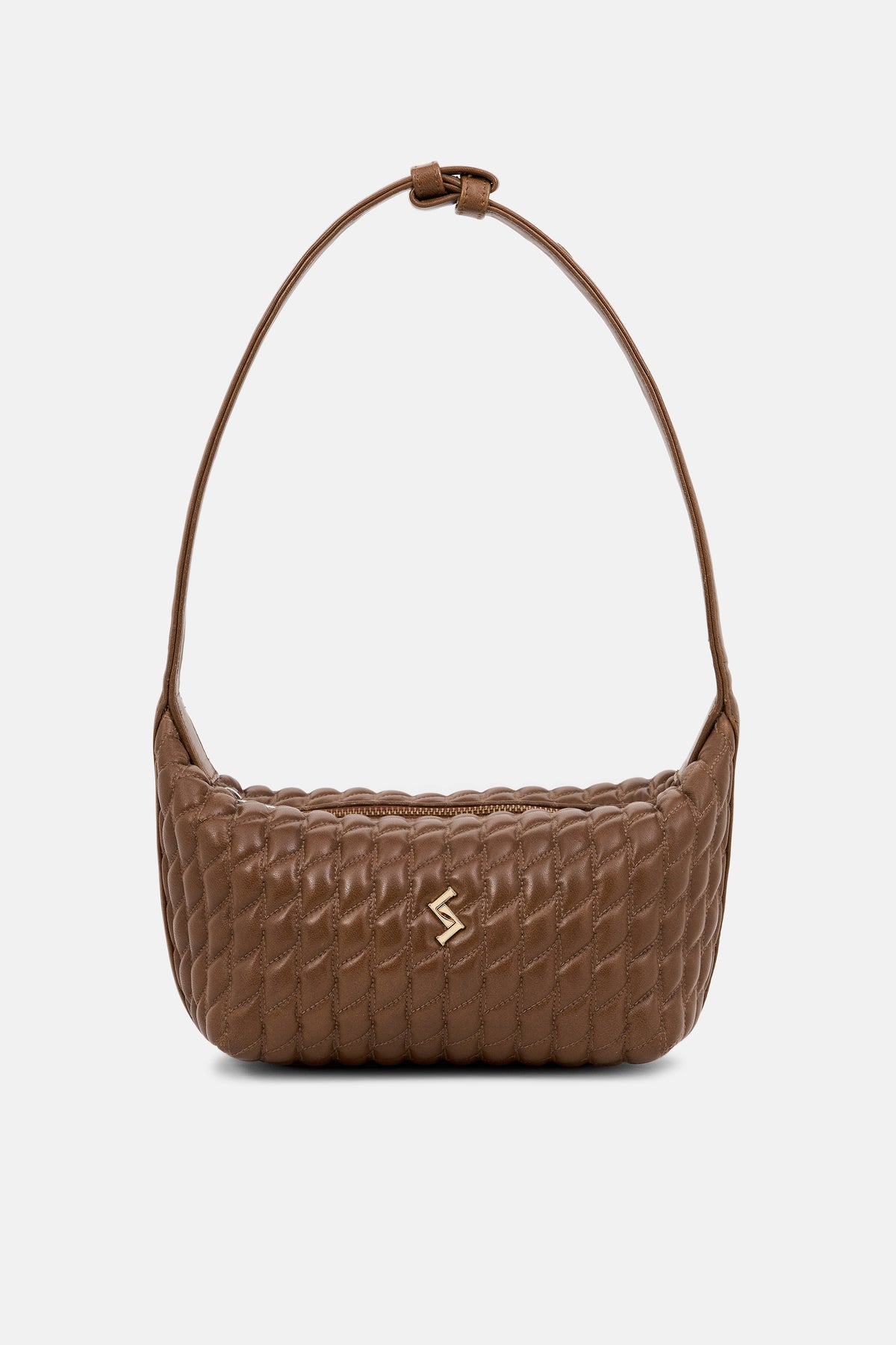 MIRA - Quilted Shoulder Bag - Brown