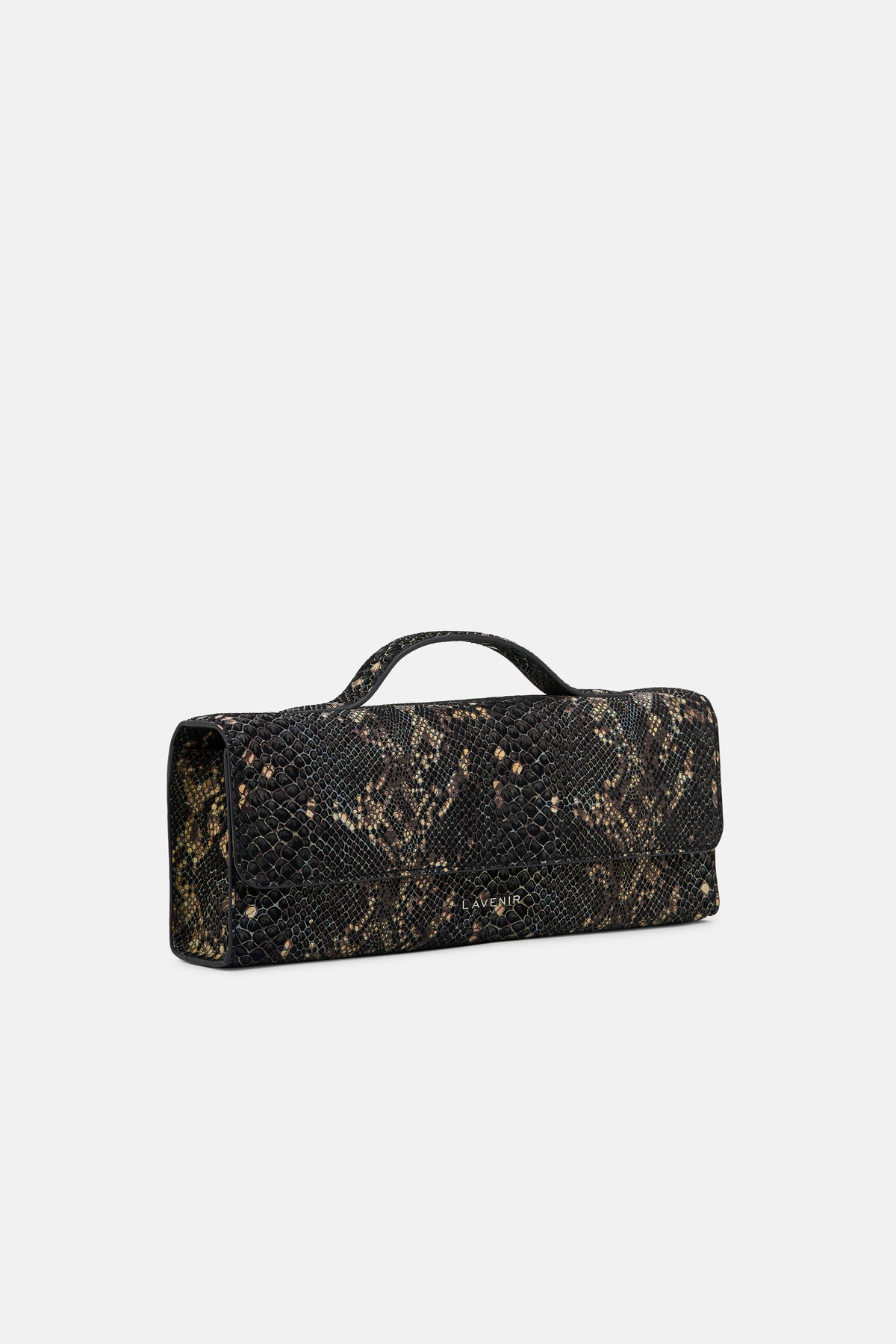 SERPENTA - Convertible Handle Clutch Bag - Noir Python