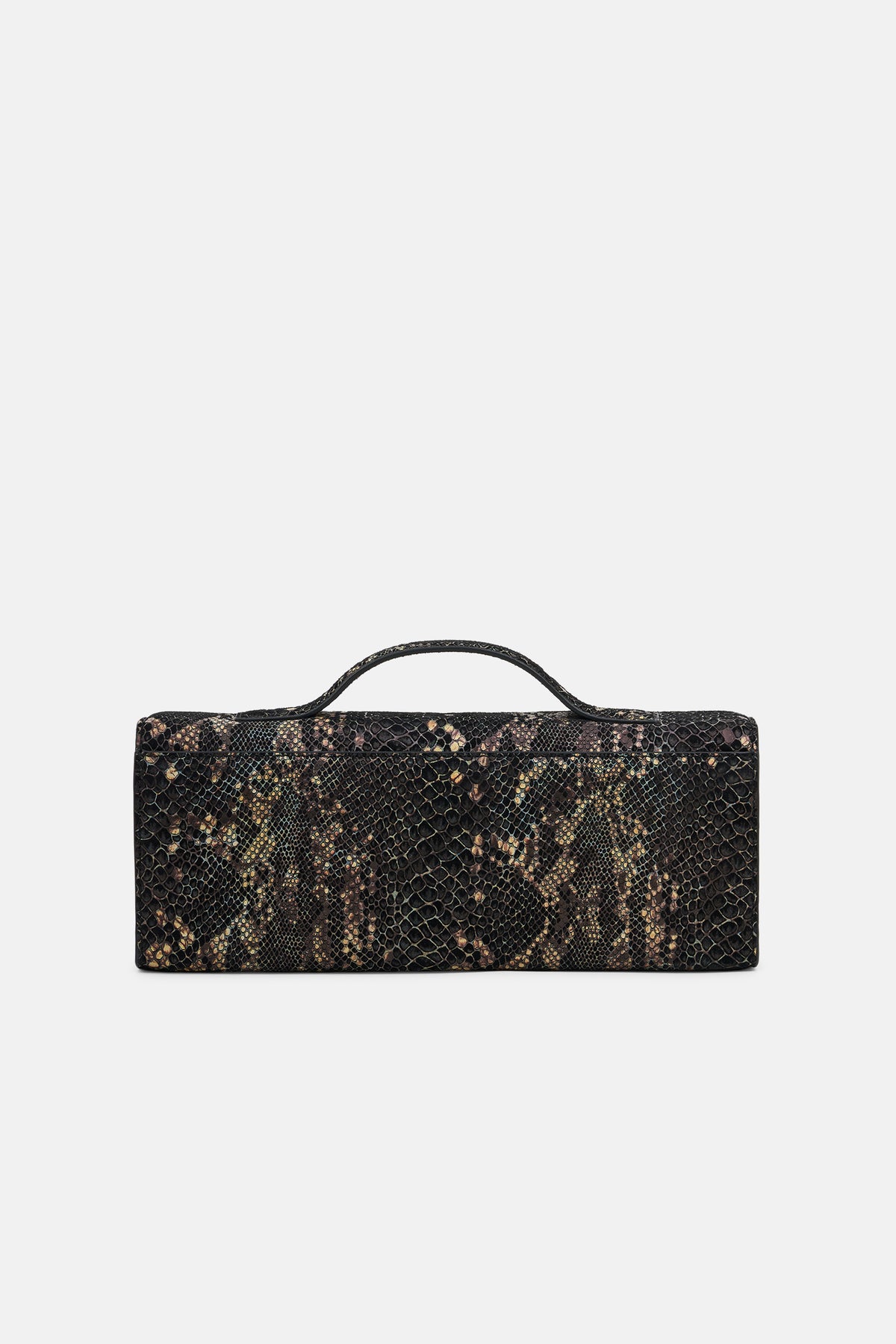 SERPENTA - Convertible Handle Clutch Bag - Noir Python