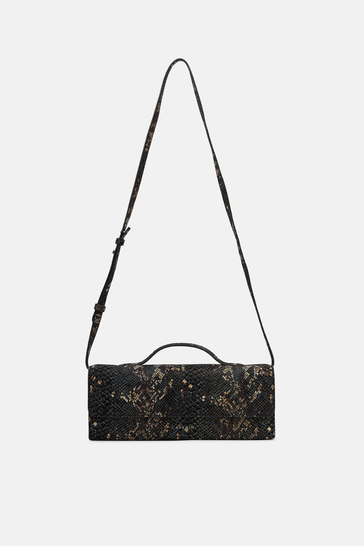 SERPENTA - Convertible Handle Clutch Bag - Noir Python