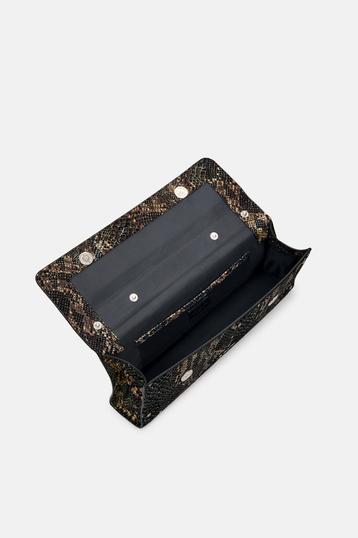 SERPENTA - Convertible Handle Clutch Bag - Noir Python