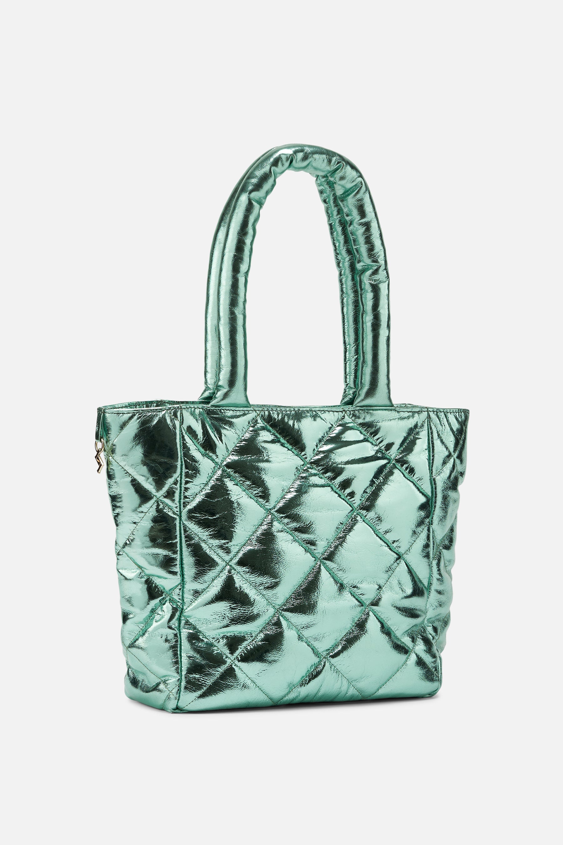 Ophidia - Wrinkle Metallic Tote - Mint Green Metallic