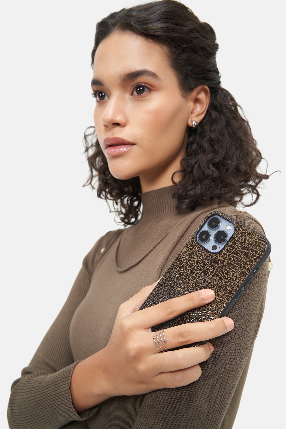 Iphone Case - Crackle Foil - Brown