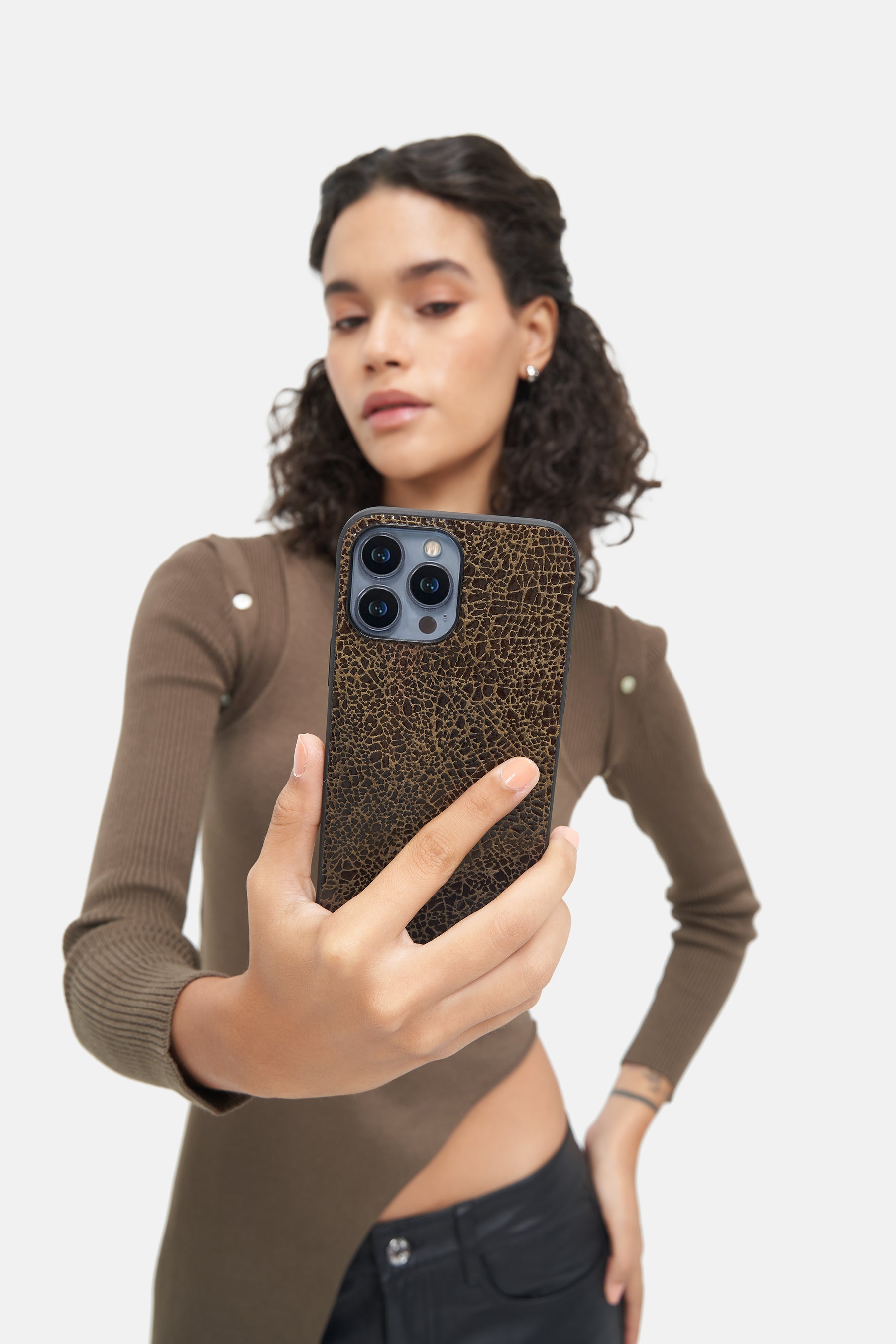 Iphone Case - Crackle Foil - Brown
