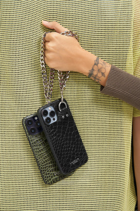 Iphone Case - Luxe Chained  - Croco Black