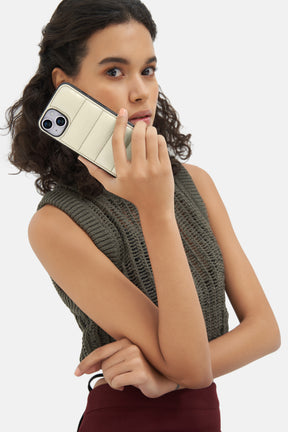 IPhone Puffer Case - Quilted - Patent Off White