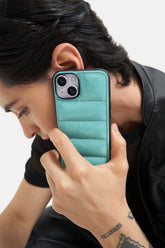 iPhone Puffer Case - Quilted - Patent Polished Pine