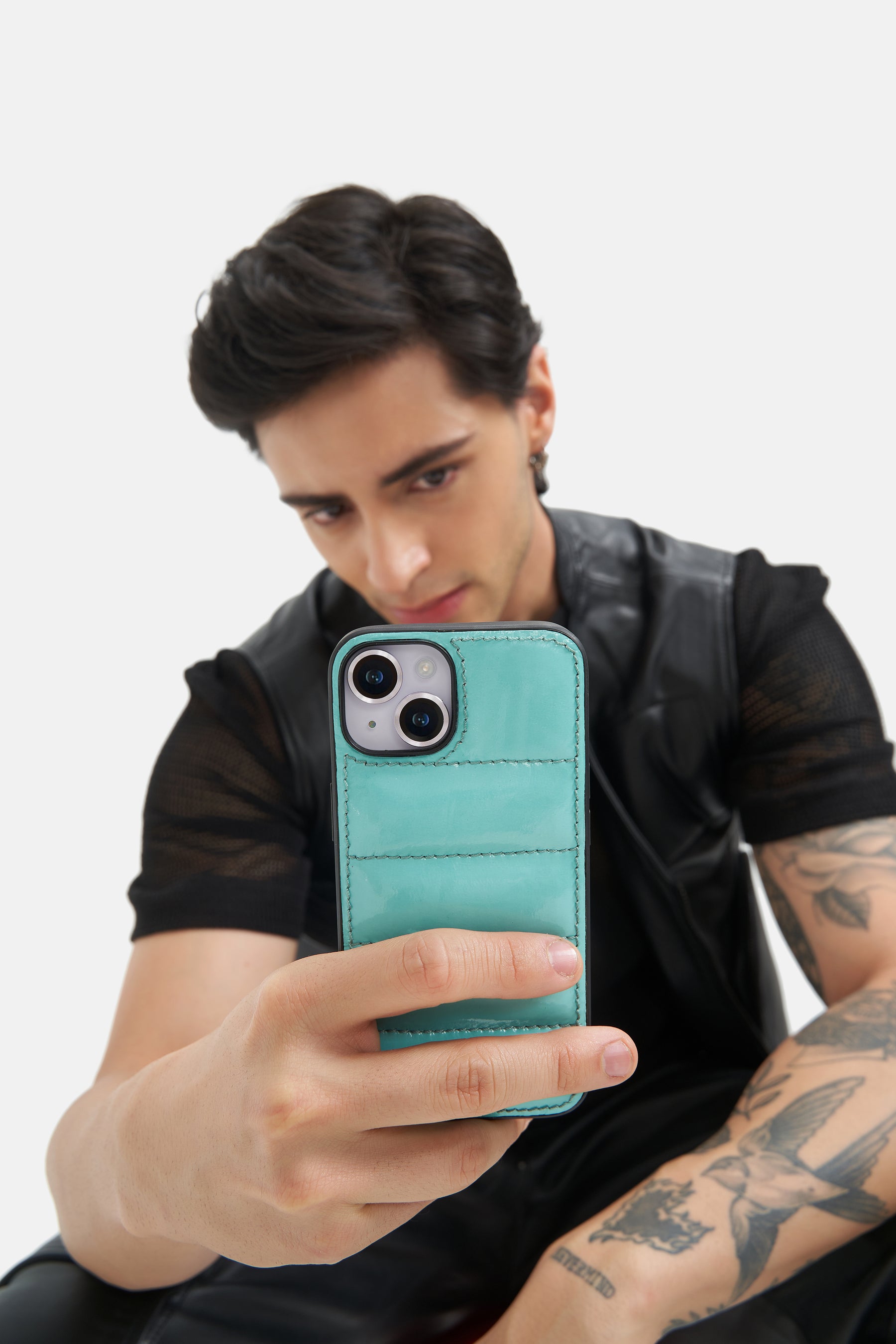IPhone Puffer Case - Quilted - Patent Polished Pine