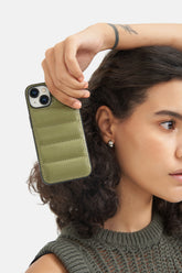 iPhone Puffer Case - Quilted - Patent Camouflage Green