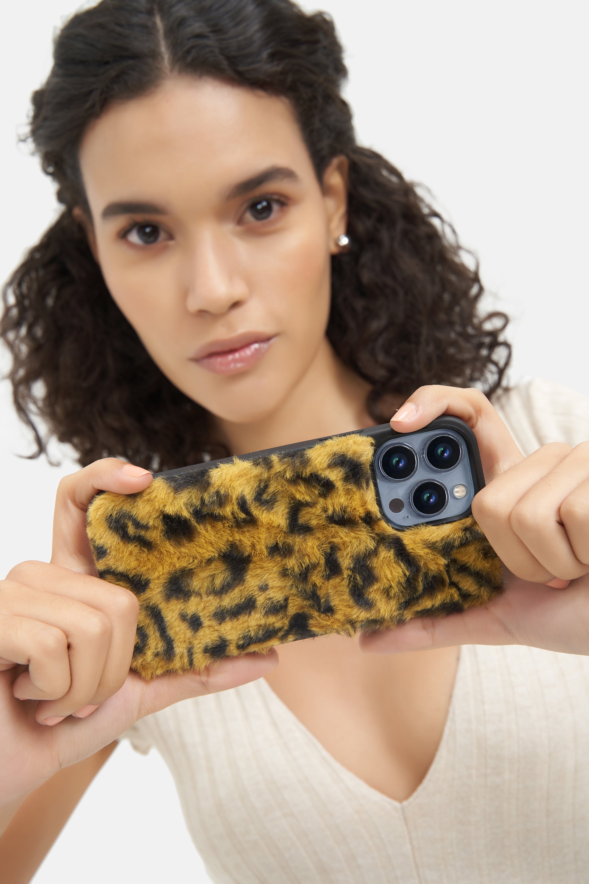 iPhone Printed Fur Case - Strong Orange