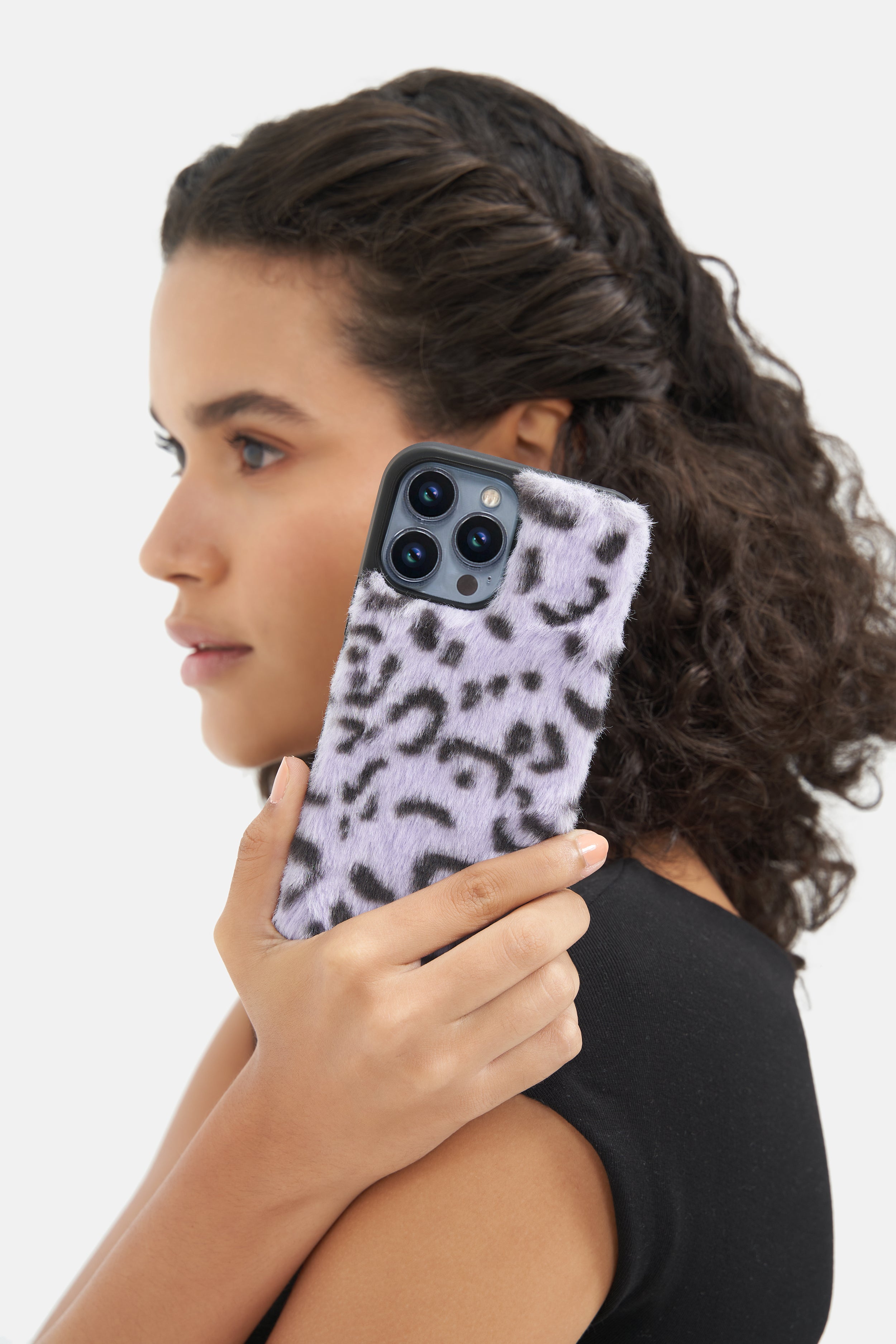 iPhone Printed Fur Case - Light Purple