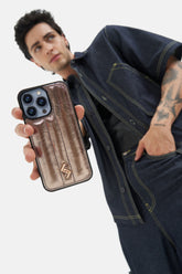 Iphone Puffer Case - Metallic Monogram™ - Middle Grey