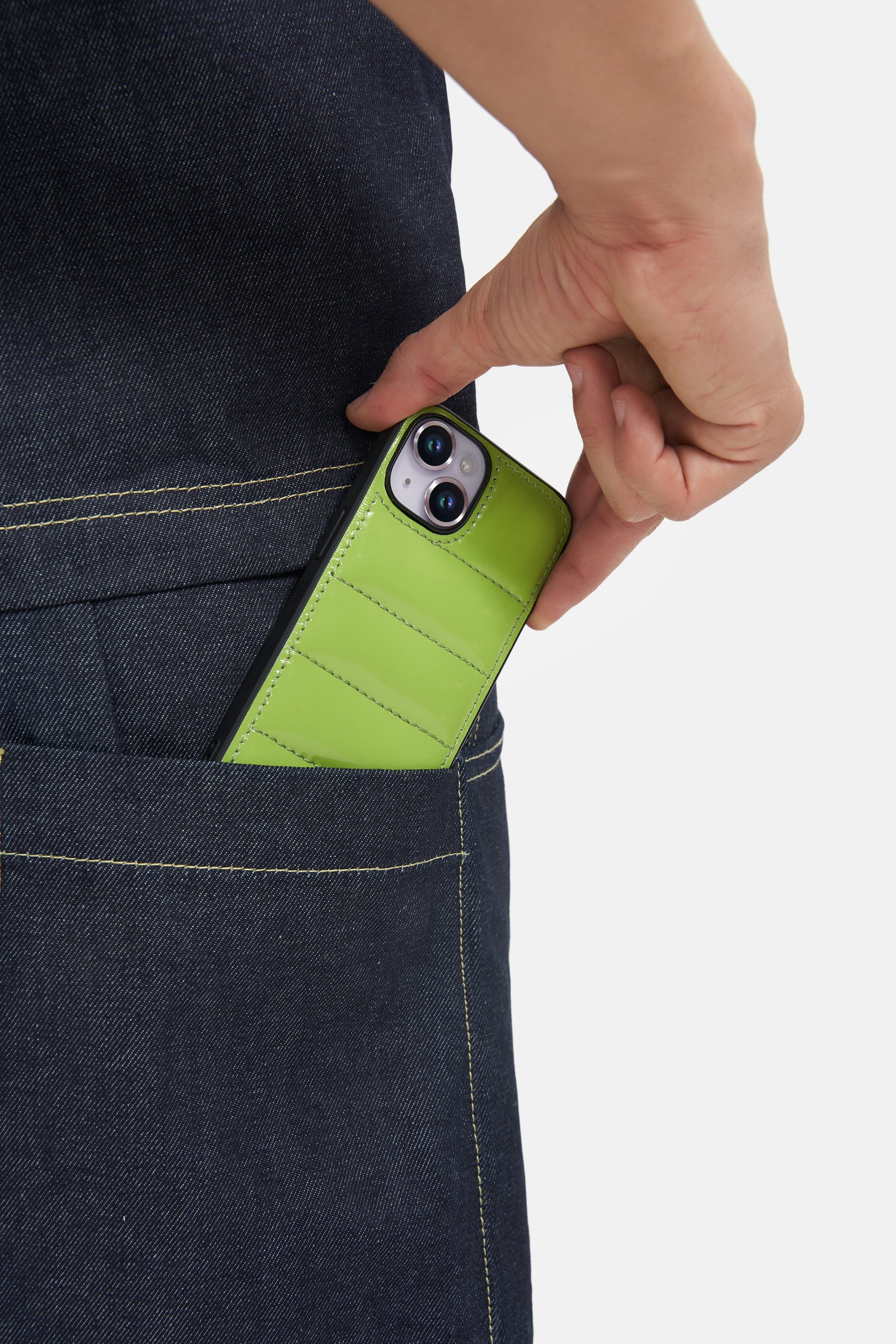 IPhone Puffer Case - Quilted - Patent Parrot Green