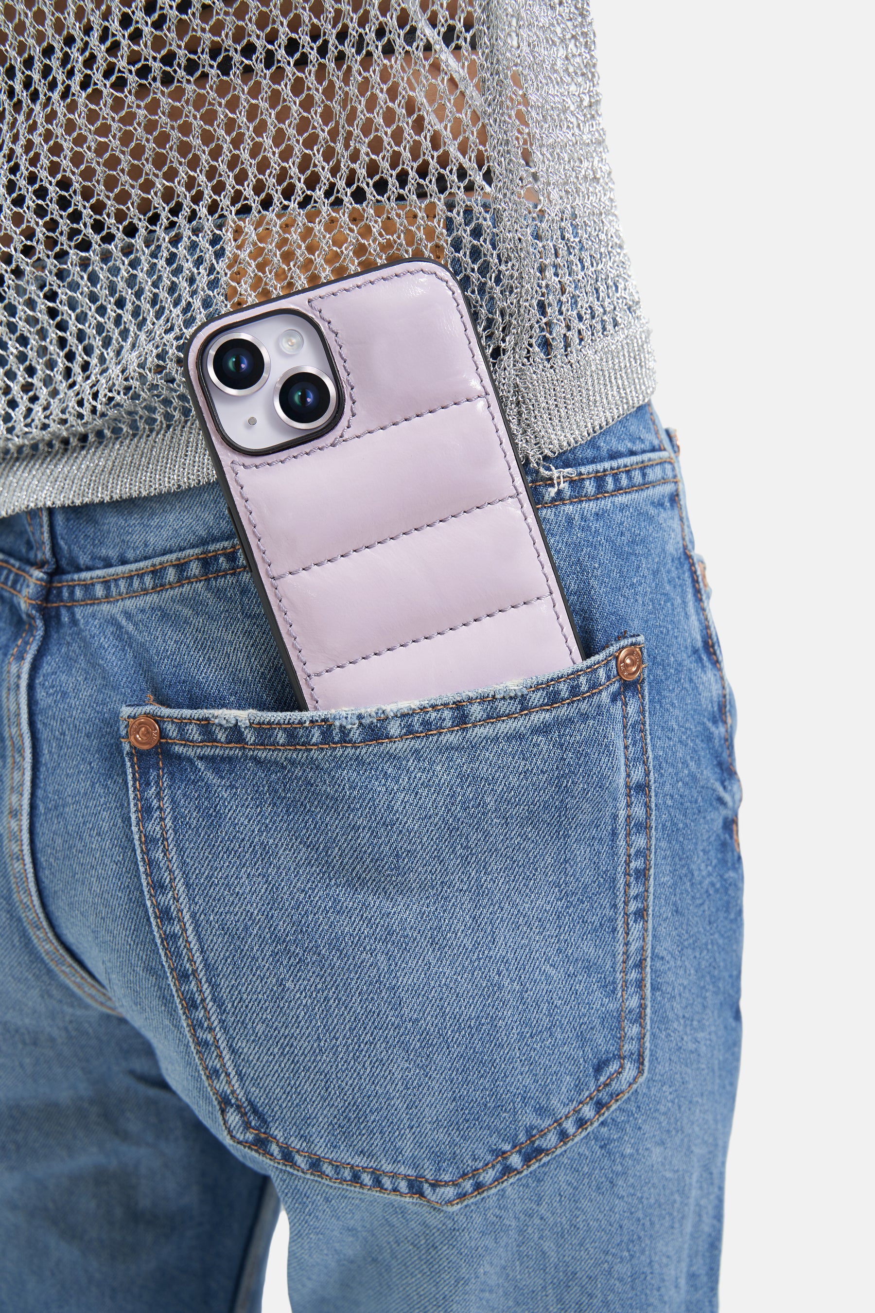 iPhone Puffer Case - Quilted - Patent Lavender Grey