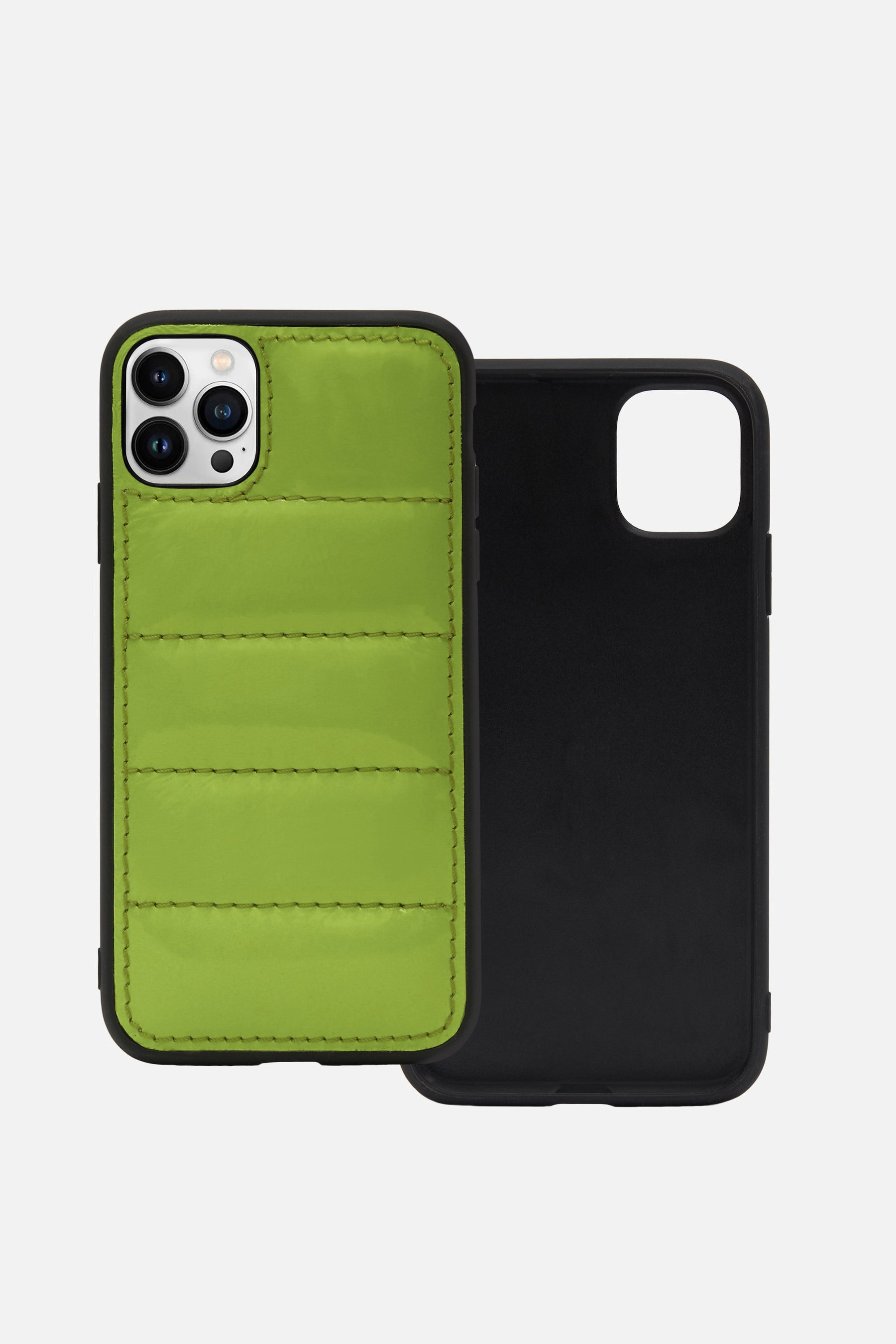 iPhone Puffer Case - Quilted - Patent Parrot Green