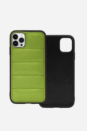 IPhone Puffer Case - Quilted - Patent Parrot Green