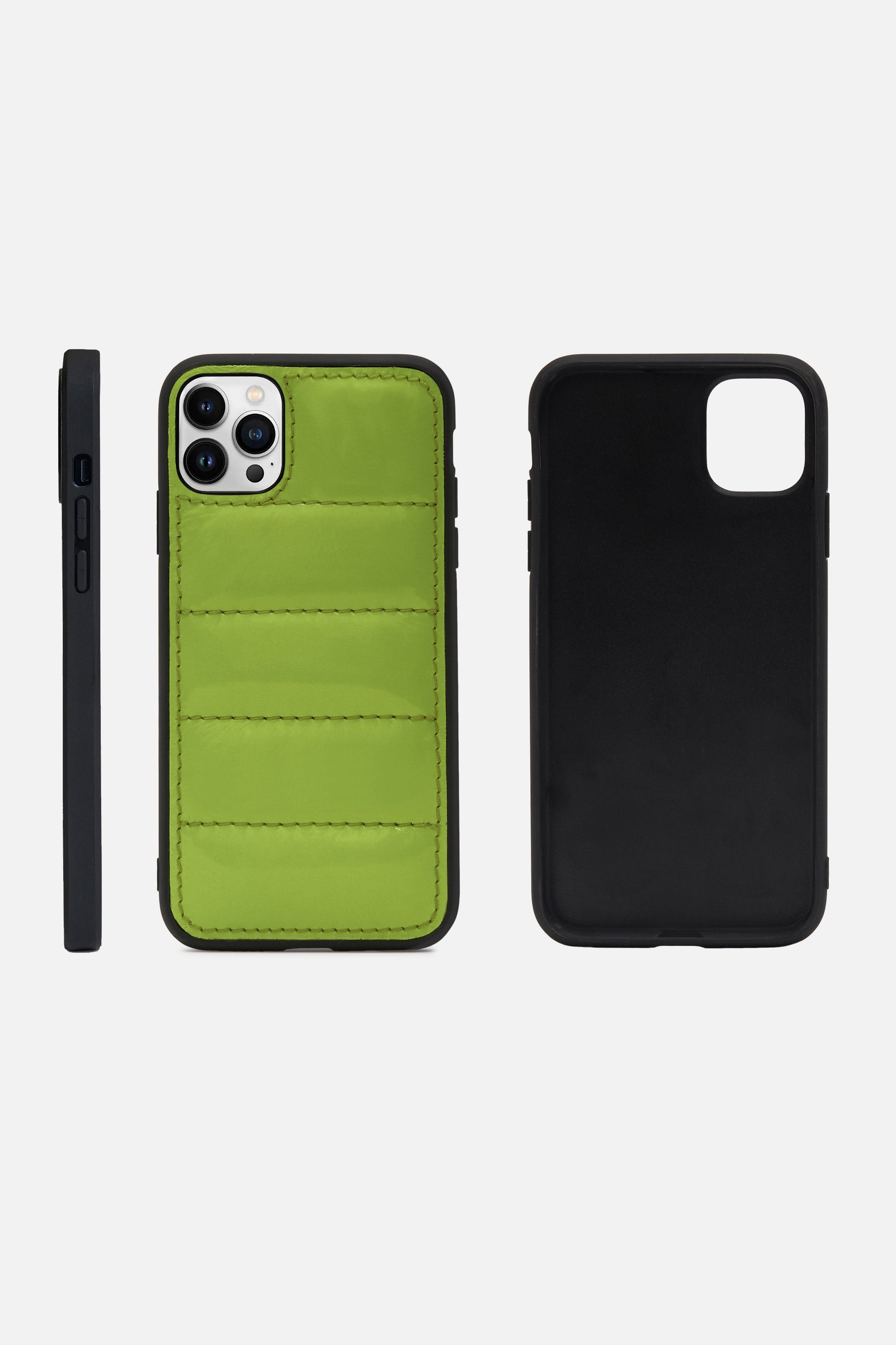 IPhone Puffer Case - Quilted - Patent Parrot Green