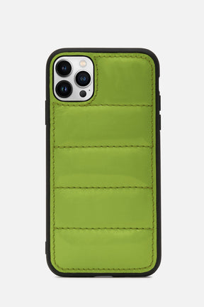 iPhone Puffer Case - Quilted - Patent Parrot Green