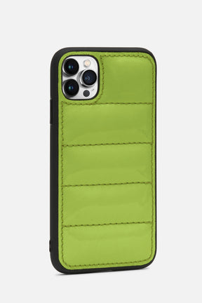 iPhone Puffer Case - Quilted - Patent Parrot Green