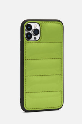 IPhone Puffer Case - Quilted - Patent Parrot Green