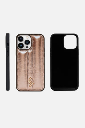iPhone Puffer Case - Metallic Monogram™ - Cinereous