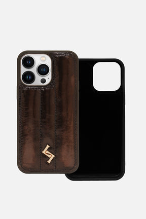 iPhone Puffer Case - Metallic Monogram™ - Coffee