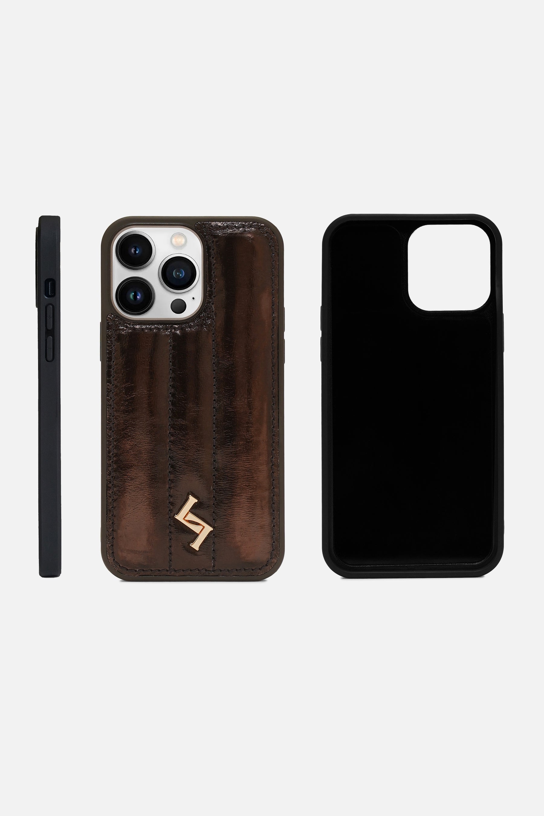 Iphone Puffer Case - Metallic Monogram™ - Coffee
