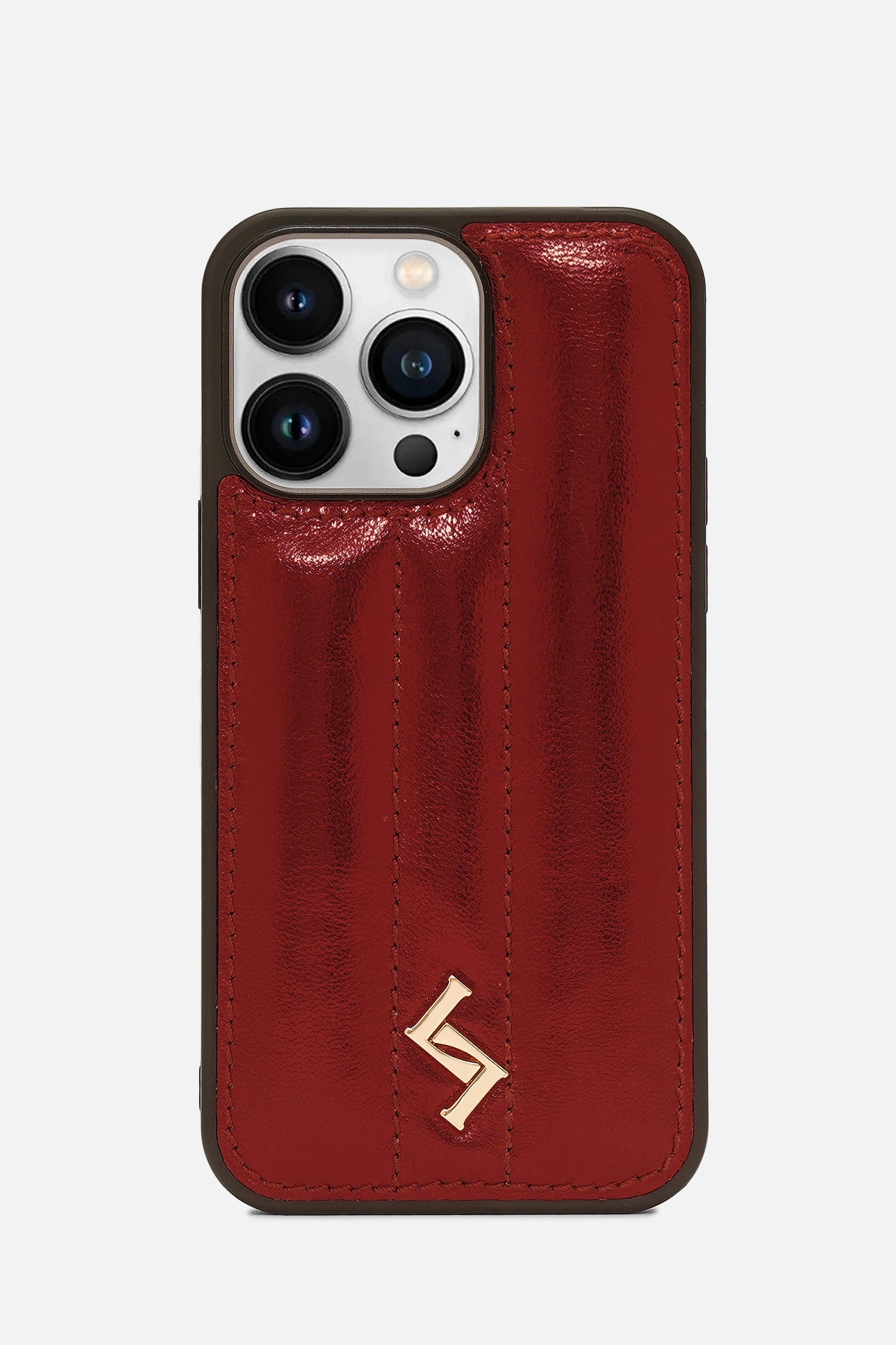 iPhone Puffer Case - Metallic Monogram™  - Wine Red